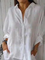 Cotton Plain Buckle Shirt Collar Half Sleeve White Shirt