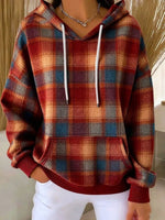 Casual Plaid Pattern Art Print Long Sleeve Sweatshirt