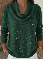 Elegant Solid Color Loose Shiny Sweater