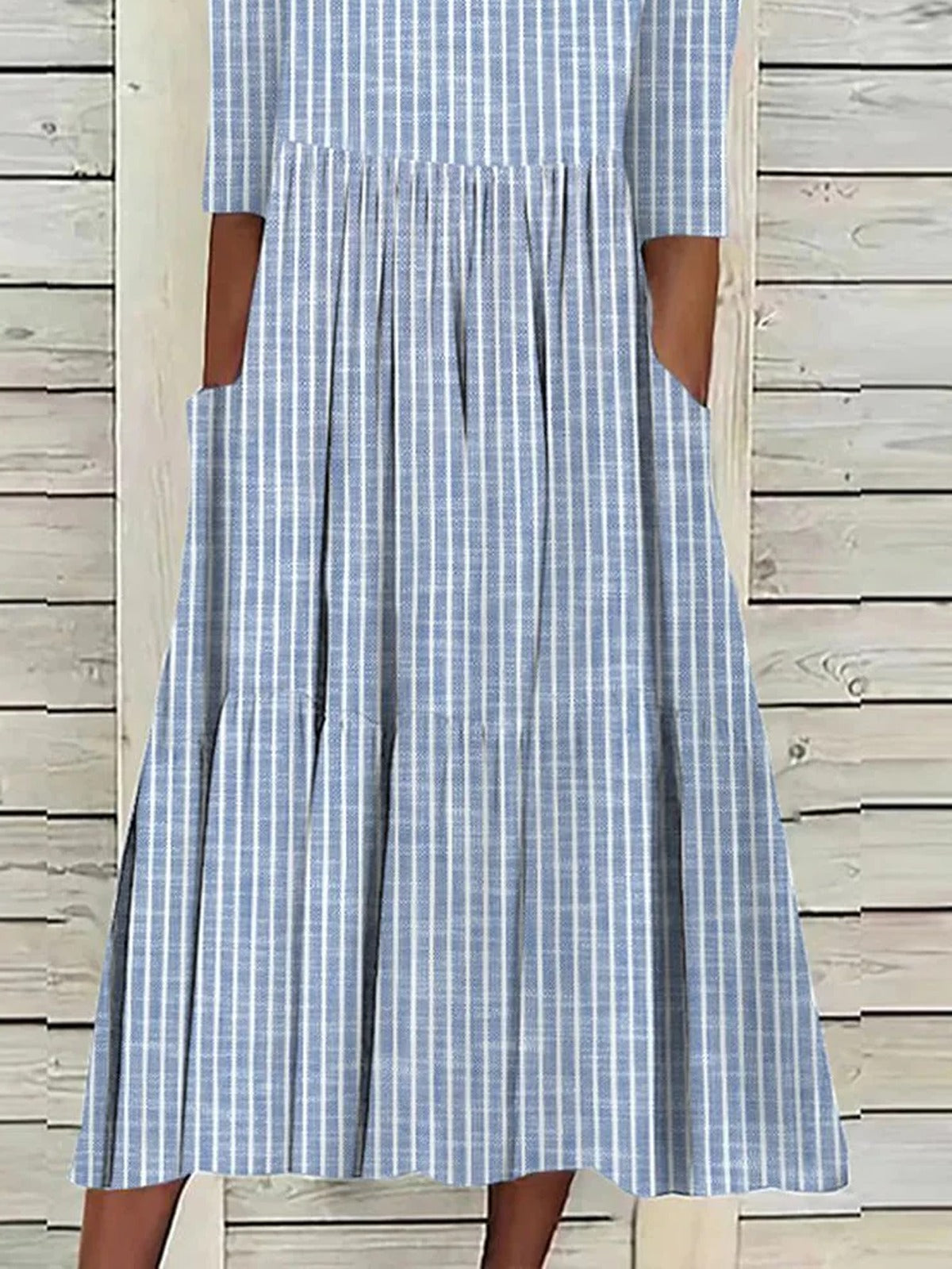 Women's Casual Dress Striped Crew Neck Half Sleeve Midi Dress