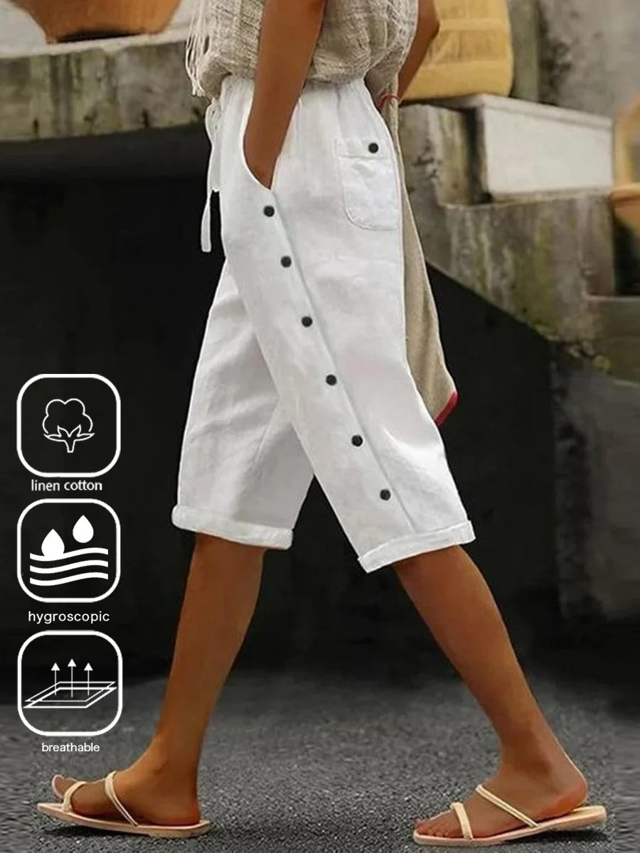 Plain Casual Cotton And Linen Loose Pants