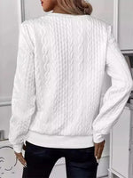 Casual Crew Neck Plain Zipper Detail Sweatshirt