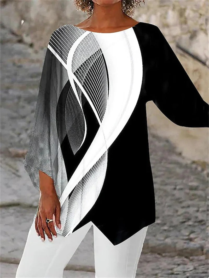 Crew Neck Loose Butterfly Blouse Casual Style