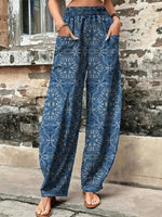 Blue Casual Ethnic Harem Long Pants