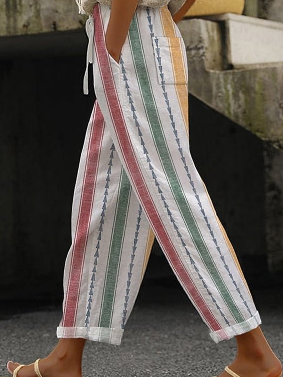 Casual Striped Harem Ankle Pants
