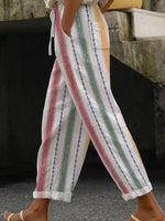 Casual Striped Harem Ankle Pants