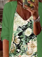 Wrap Casual Floral 3/4 Sleeves Two-Piece Maxi Dress