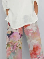 Casual Floral Comfortable Cropped Wide Leg Pants