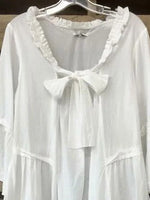 Plain V Neck Cotton-Blend Blouse