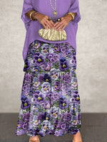 Crew Neck Vacation Loose Floral Maxi Dress