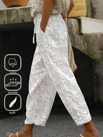 Plain Loose Vacation Pocket Stitching Straight Pants