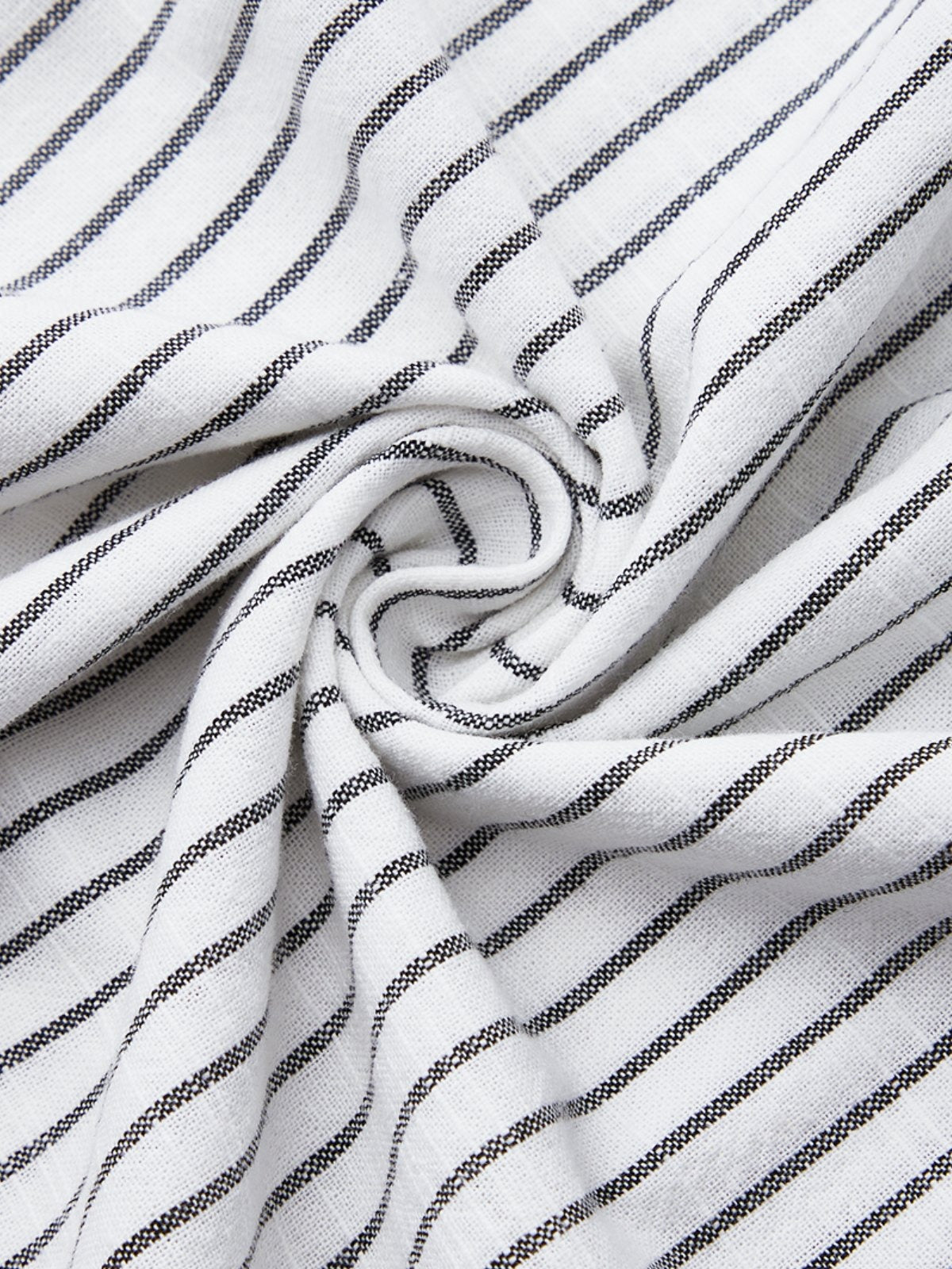 Women's Linen Striped Shirt Collar Three Quarter Sleeve Comfy Casual Short Dress