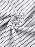 Women's Linen Striped Shirt Collar Three Quarter Sleeve Comfy Casual Short Dress