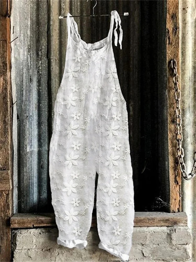 Casual Loose Spaghetti Plain Bib Pants