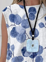 Round Neck Casual Loose Floral Print Tank Top