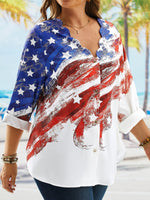 Independence Day America Flag Casual Long Sleeve Blouse