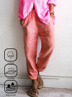 Striped Cotton And Linen Casual Harem Pants