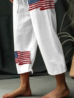 America Flag Pockets Casual Loose Pants