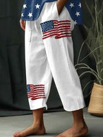 America Flag Pockets Casual Loose Pants