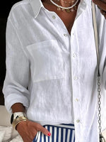 White Casual Long Sleeve Cotton Shirt