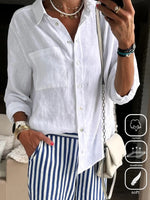 White Casual Long Sleeve Cotton Shirt