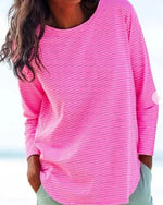 Crew Neck Abstract Striped Sweatshirt Casual Style