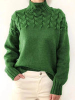 Plain Casual Turtleneck Long Sleeve Comfy Yarn/Wool Yarn Sweater