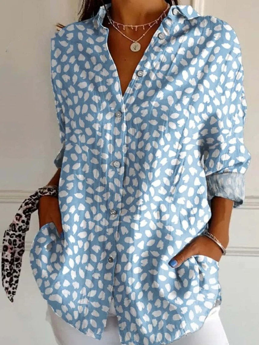 Floral Shirt Collar Long Sleeve Regular Comfy Shirt