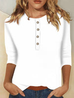 Casual Plain Crew Neck Long Sleeve T-shirt