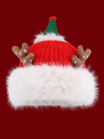 Christmas Cute Antlers Warm Thickened Winter Red Plush Hat