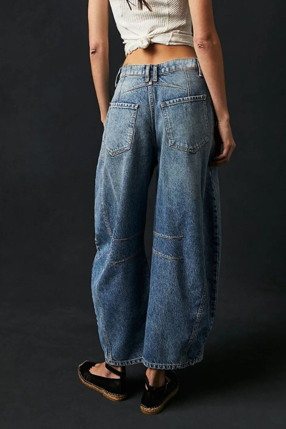 Solid Wide Leg Jeans with Pockets