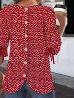 Floral Crew Neck Balloon Half Sleeve Loose Blouse