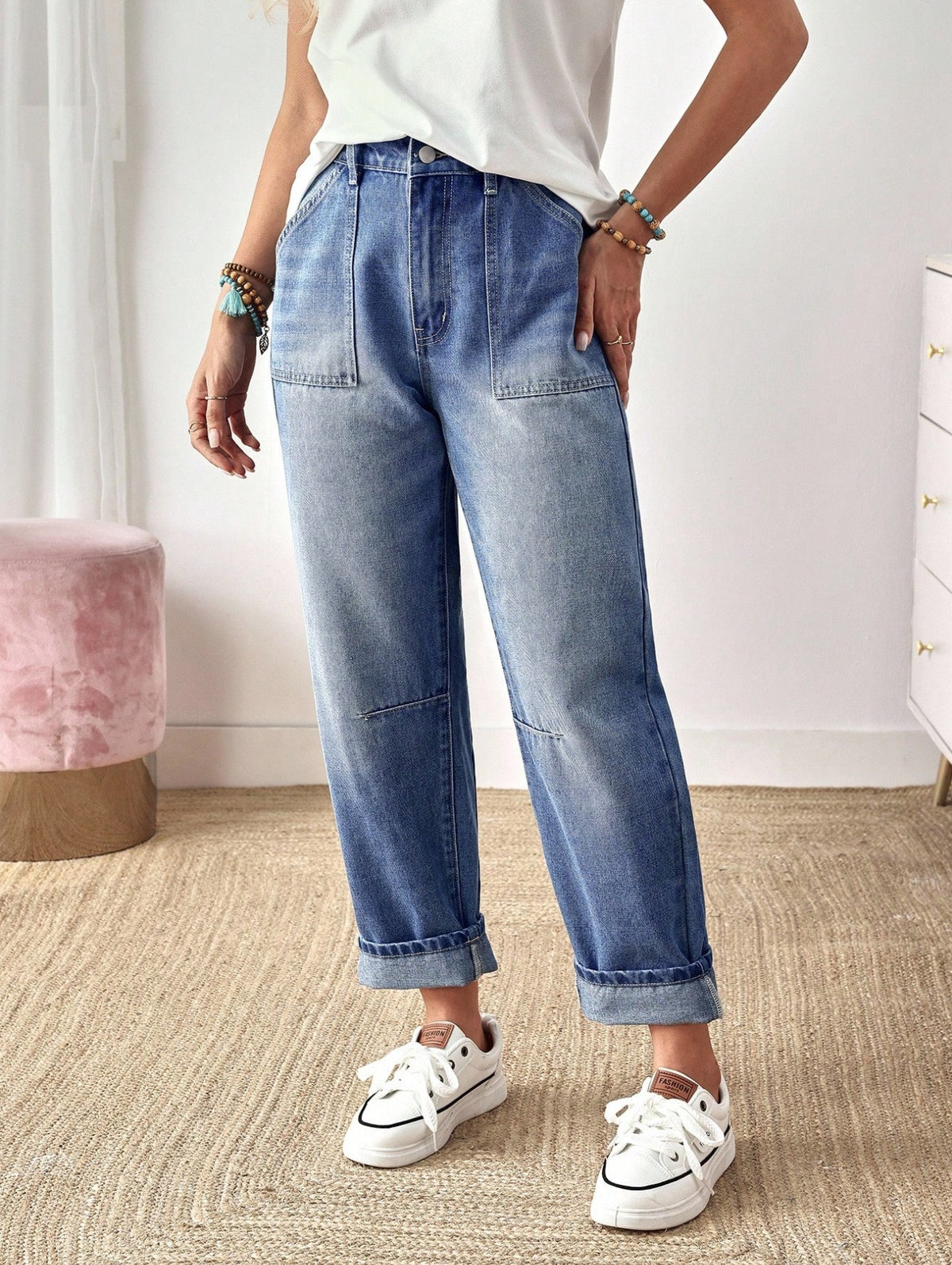 Stretch Jeans With Side Pockets