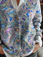 Paisley V-neck Long Sleeve Cardigan