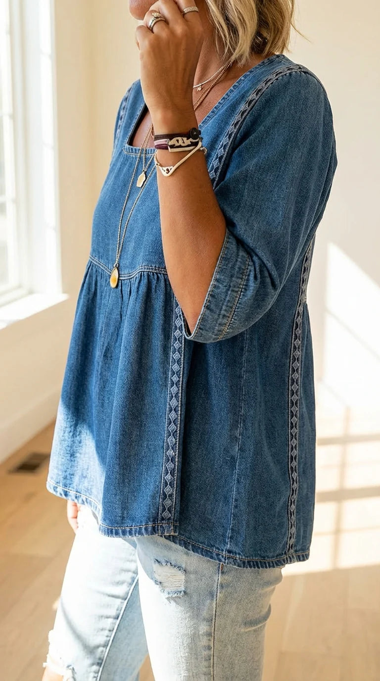 Women's Retro Floral Pattern Art Print Casual Cotton Shirt