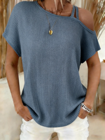 Plain Elegant Short Sleeve Casual T-shirt