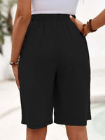 Elegant Plain Loose Side Pockets Fifth Pants