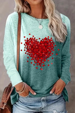 Casual Crew Neck Loose Heart/Cordate T-Shirt