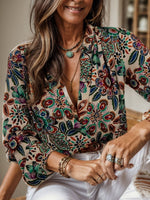 Floral Buttoned Casual Loose Blouse