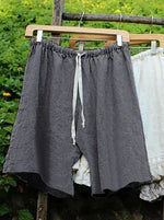 Women's Cotton Linen Casual Plain Drawstring Waist Loose Summer Shorts