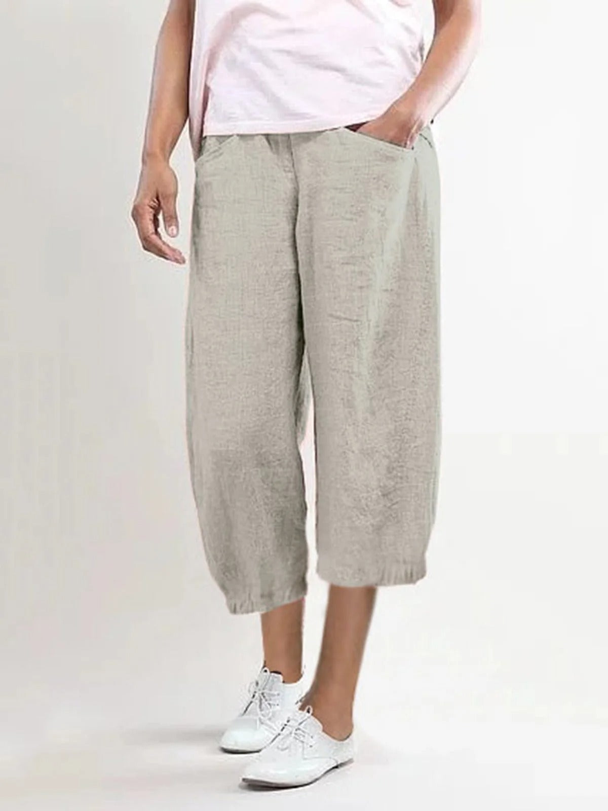 Summer Pockets Shift Casual Capri Pants