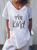 Alphabet Print Cotton Linen Casual T-shirt