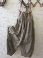 Light Gray Stripes Casual Cotton-Blend Jumpsuits