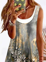 Vacation Floral Printed Sleeveless Knitting Dress