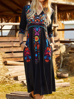V Neck Boho Regular Fit Midi Dress