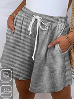Cotton And Linen Striped Casual Loose Shorts