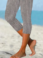 Tight Striped Vacation Capris Leggings