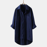 Solid Shirt Collar Cotton Linen Loose Shirt