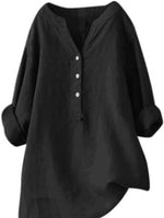 Standing Collar Solid Color Buttons Long Sleeved Shirt