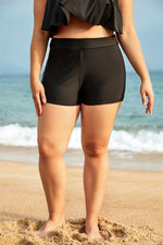 Black Classic Skinny High Waist Swim Shorts